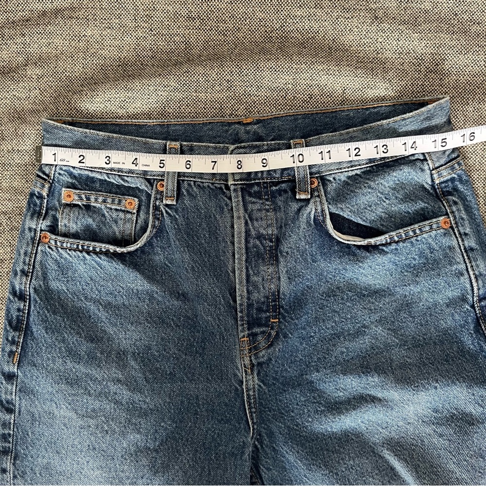 💗MUST GO free ship! Topshop Editor Ripped Straight Leg Jeans Mid Blue - Picture 4 of 9